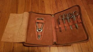 Vintage Germany Muller & Schmidt Solingen Nail Clipper Barrel Kit Set Case