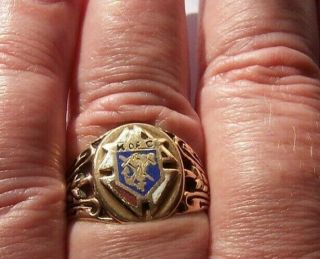Vintage Knights Of Columbus K Of C Ring 1943 Size 11 Gold Plated