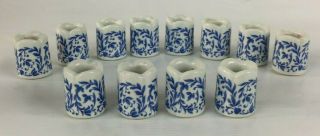 Vintage Miniature Porcelain Candle Holders Set Of 12 Made In Germany Blue White