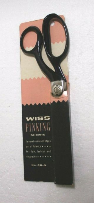 Vintage Wiss Cb - 9 Pinking Shears Large Teeth Black Handles