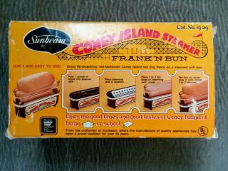 Vtg.  1978 Sunbeam Coney Island Steamer Frank N Bun Hotdog & Bun Warmer 3