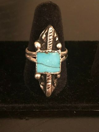 Vintage Sterling Silver Turquoise Ring - Size 8 1/2