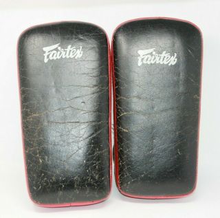 Fairtex Muay Thai Kick Pads Red Black Vintage Composite Leather Mma Boxing