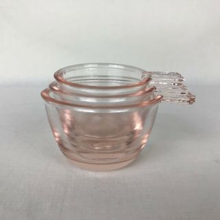 Vintage Pink Depression Glass Measuring Cups Set Of 3
