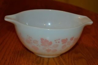 Vintage Pyrex White Pink Gooseberry Mixing Nesting Bowl,  441,  1 1/2 Pt