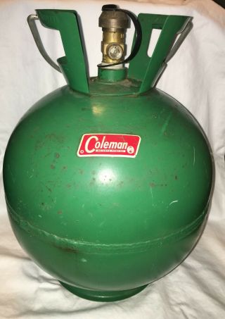 Vintage Coleman Round Green Ball Lp Propane Refillable Tank Stove Lantern