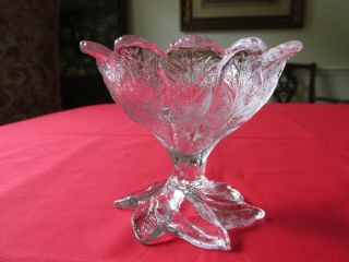 (5) VINTAGE SCALLOPED EDGE CLEAR GLASS TEXTURED LEAF MOTIF SHERBET CUPS 4 1/8 