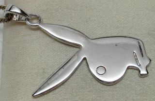 Vintage Sterling Silver Playboy Bunny Pendant & 18 - 1/4 " Italian Necklace - L@@k