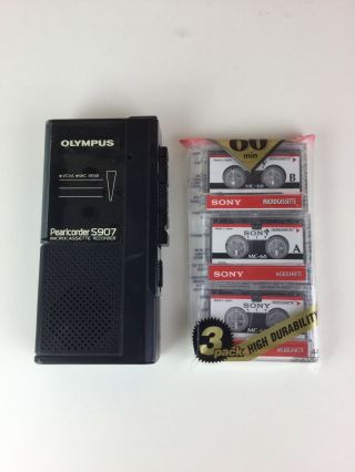 Olympus S907 Pearlcorder Microcassette Voice Recorder Vintage