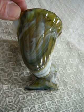Vintage Swirl Slag Glass Cornucopia Horn of Plenty Toothpick Holder Imperial? EX 3