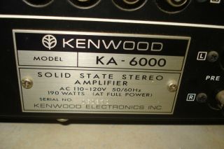 vintage Kenwood kA - 6000 SOLID State Stereo Amp 7