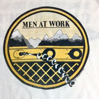 Vtg 1982 Men At Work Business as Usual Band Tour T - Shirt The Knits Women ' s Large 4
