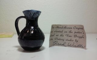 Vintage 1984 Van Briggle Small Pottery Pitcher,  With Paperwork,  Made In Colorado,  U
