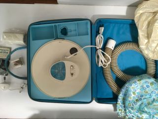Vintage Mcm Presto Bonnet Hair Dryer With Manicure Kit In Zippered Case