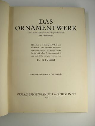 DAS ORNAMENT WERK - German Decorative Arts Tome - 1924 1st Edition,  120 Plates 2