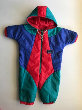 Vintage Kids Size 2 Snow Suit Jumper Zip Up 80s 90s Baby Gear One Piece Ski
