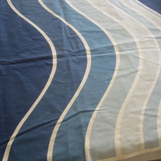 114cm X 123cm Ebb Tide Sonata In Blue Vintage Cotton Curtain Fabric 1960s Retro