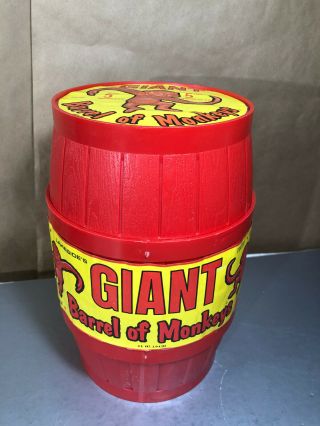 Vtg Giant Barrel Of Monkeys 5 Inch 12 Piece 1971 Red Barrel W/ Label