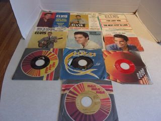 Vintage Elvis Presley 45 Rpm Records With Sleeves (10)