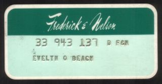 Vintage Frederick & Nelson Princess Size Merchant Credit Card