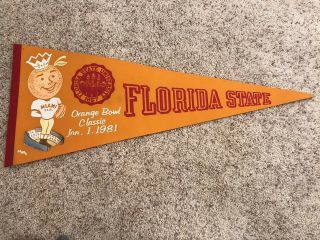 Vintage 1981 Florida State Seminoles Orange Bowl Classic Full Size Pennant