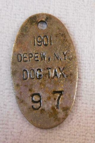 Vintage Dog Tax License Tag - 1901 Depew,  Ny - 97