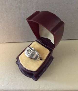Men’s Vintage Art Deco Sterling Silver Ring - Sz 9 1/2 To 10 Ring Box