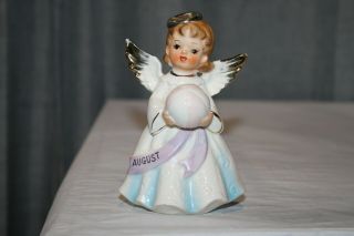 Vintage August Angel Of The Month Figurine Holding Beach Ball