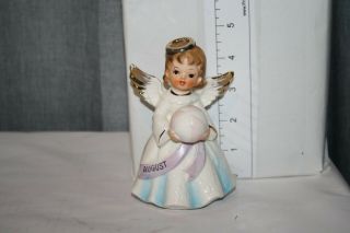 Vintage August Angel of the Month Figurine Holding Beach Ball 4