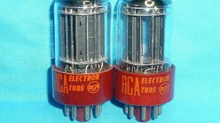 2 Rca 5691 Red Based Black Plate Vacuum Tubes From 1961 & 1964
