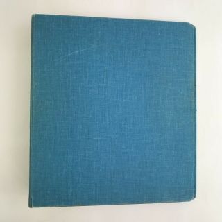 Vintage Teal Blue Canvas Cloth 3 - Ring Binder Office Supplies Notebook Prop
