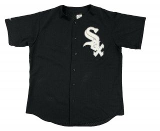 Vintage Chicago White Sox Jersey Mens Xl Black Mesh 90s Mlb Majestic Baseball