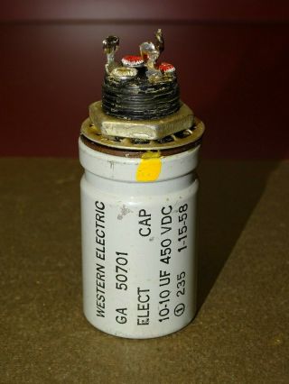 Western Electric Type Ga 50701 Filter Capacitor,  Dual 10 Mfd At 450 Volts