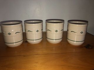 Vintage Longaberger Pottery 4 Coffee Mugs Woven Traditions Heritage Green 2008