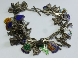 Vintage Sterling Silver Charm Bracelet With Heart And 20,  Charms 51g 20cm Cb9