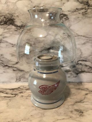 Vintage Red Wing Stoneware Pottery Glass Lamp Htf 11”