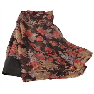 Sanskriti Vintage Black Saree Pure Chiffon Silk Printed Sari Decor Craft Fabric 6