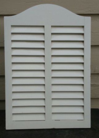 Vintage Lawson Metal Medicine Cabinet White Wood Shutter Door 23 1/2 X 16 1/4