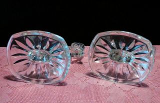 Vintage Indiana Glass Willow Oleander Double Crystal Candle Holders - Matching Pai 3