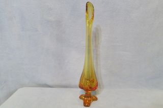 Vintage Viking Glass Epic Drape Pattern Swung Bud Vase Amber 12 7/8 " T 1970 