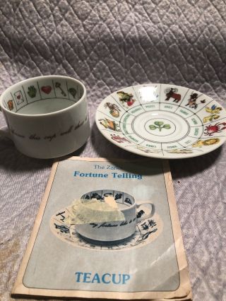 Vintage 1978 Zarka Fortune Telling Teacup And Saucer With Instruction Booklet