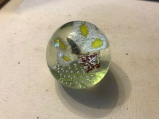 Vintage Cane Paperweight Joe St Clair? Sulfide Butterfly W Controlled Bubbles