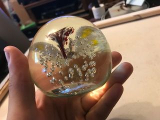 Vintage Cane Paperweight Joe St Clair? Sulfide Butterfly w Controlled Bubbles 3