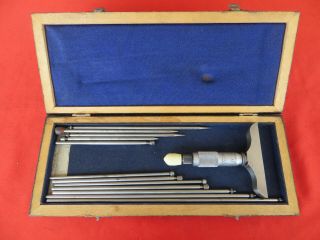 Vintage Starrett No.  445 Depth Gauge Micrometer Machinist Measuring Tool 1462