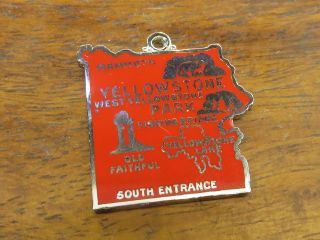 Vintage Silver Wyoming State Map Yellowstone National Park Old Faithful Charm