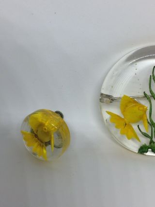 Vintage Lucite Fish Brooch Pin And Earring Set 6
