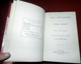 The Invaders by Tolstoy.  1887 First Ed in English.  Leather Binding by Stikeman 2