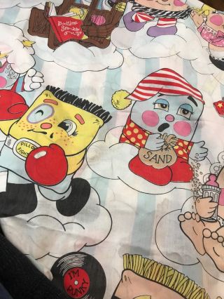 Vintage Pillow People Twin Size Flat Sheet Fabric 1986