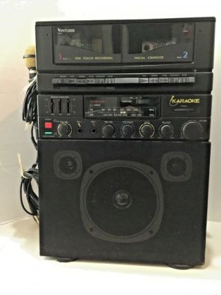 Vintage Venturer Karaoke Double Cassette Sing - A - Long Machine K - 890 W/ 2 Mics
