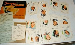 Vintage " Famous Authors " Card Game By Parker Brothers 1943 Complete